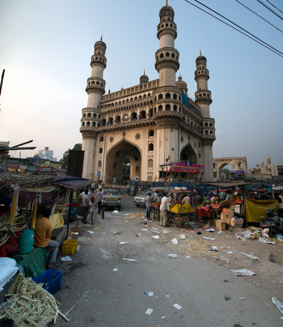 The Charminar, a big muslim monument in the old city